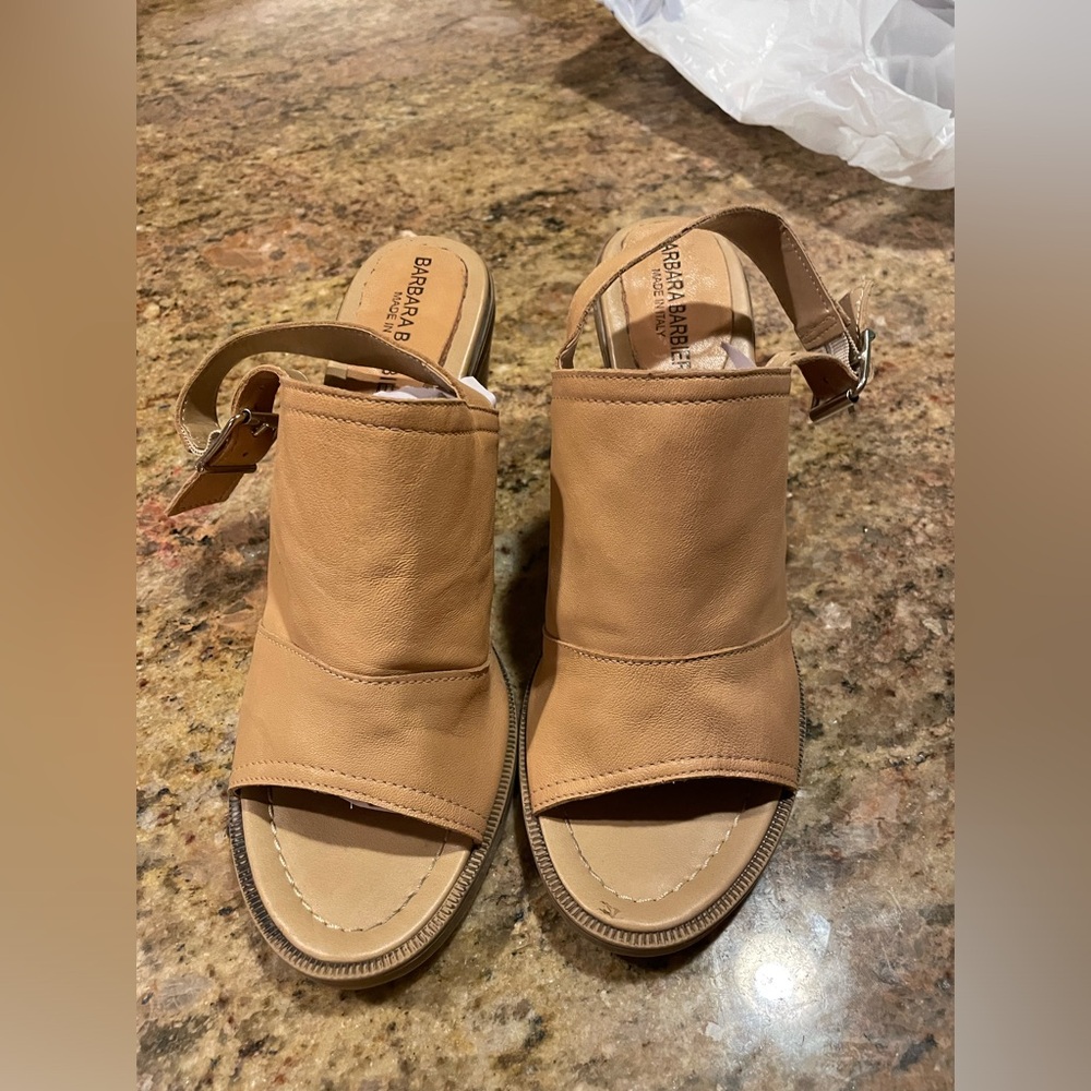 Barbara Barbieri Italy Sandals Womens 8.5 Tan Leather Open Toe Sandal Soft